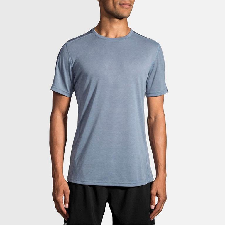 Brooks Distance Australia - Men's Short Sleeve Running Shirt - Blue (926345-UAJ)